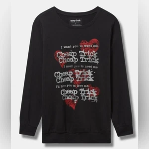 NWT Torrid Plus Size Black Cheap Trick Cozy Fleece Sweatshirt -Size XL - 14-16 - Picture 1 of 7