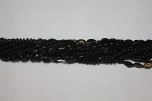 "Cuentas de piedra genuina - dos (2) hebras de 14-15" * ónix negro * y * piedra negra * - Imagen 1 de 33