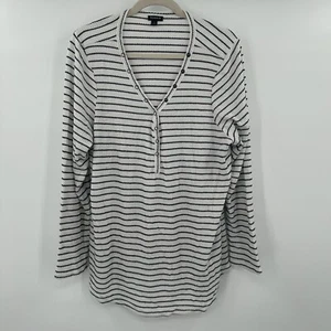 Camiseta Torrid Negra Blanca Tejida Gofre A Presión Henley Manga Larga Talla 3X - Imagen 1 de 3