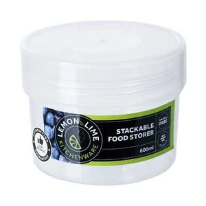 Round Screw Top Plastic Food Storer Storage Container 600ml Stackable Pantry - Picture 1 of 3