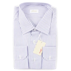 NWT $995 BRIONI Classic-Fit Blue Striped Extrafine Cotton Dress Shirt 15.75 x 35 - Picture 1 of 4
