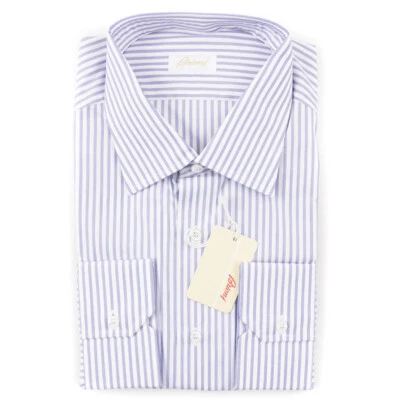 NUEVO CON ETIQUETAS $995 BRIONI Camisa de Vestir Algodón Extrafino Azul Ajuste Clásico 15.75 x 35 Foto 1 de 4