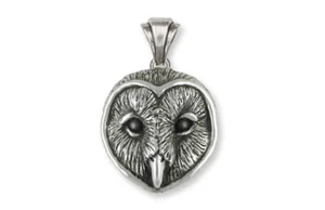 Barn Owl Pendant Jewelry Sterling Silver Handmade Bird Pendant OW2-P - Picture 1 of 1