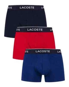 Pack de 3 calzoncillos boxer elásticos de algodón Lacoste para hombre - talla S (31-32) - rojo azul - Imagen 1 de 7