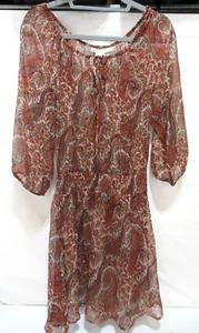 American Rag Cie Medium Multicolor Sheer Floral Print Blouson Smocked Dress - Picture 1 of 7