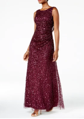 Adrianna Papell Dress 6 Purple Sequin Beaded Formal Wedding Party Cruise NWT - Image 1 of 4