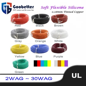 Flexible Soft Silicone Wire Cable 2AWG~30AWG UL High Temp Colorful Tinned Copper - Picture 1 of 13