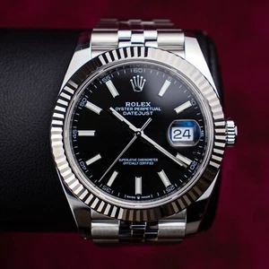 2024 Rolex Datejust Black Dial White Gold Fluted Bezel Jubilee Bracelet 41MM - Picture 1 of 10