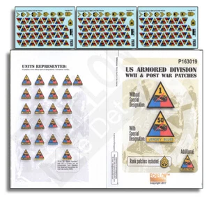 Decals for 1/16 US Armoured Division WWII & Post War Patches - Picture 1 of 1