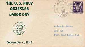 MILITARY NAVAL COVER FIRST DAY EVENT - USS NOBLE APA218 1948 LABOR DAY CACHET - Picture 1 of 1