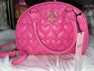 NEW Juicy Couture Flawless Dome Satchel Quilted Pink Heart - Picture 1 of 9