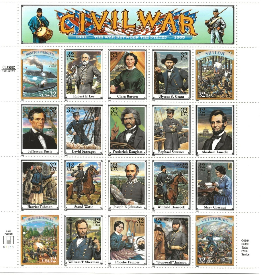 US Scott #2975, Sheet of 20 1995 Civil War 32c FVF MNH - Image 1 of 1