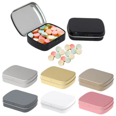 Reusable Metal Mint Candy Box Portable Blank Small Tin Travel Tablets Container - Image 1 of 4