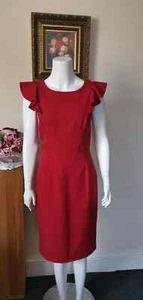 Colección Londres Rojo Vestido Lápiz Inteligente Trabajo Oficina Circular Gorra Fiesta 10 #C13D - Imagen 1 de 10