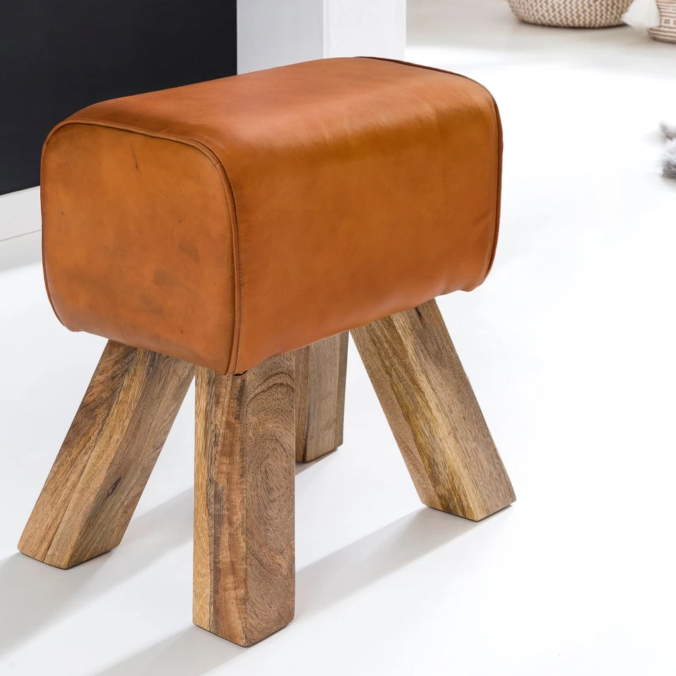 FineBuy Sitzhocker Springbock Fußhocker Turnhocker Turnbock Pferd Leder Hocker - Bild 1 von 4