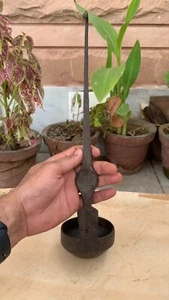 Antique Rare Iron Hand Crafted Rural Home Rasoi Kitchen Oil Spoon Tipari Ladle - Picture 1 of 15