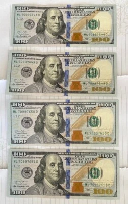 sequential order numbers 2013 (4)$100.00 Bills description below - Image 1 of 2