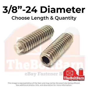 Juego de enchufes Allen de punto de medio perro de acero inoxidable 3/8"-24 tornillos (elige longitud y cantidad) - Imagen 1 de 2