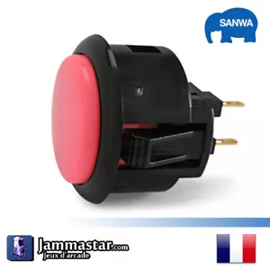 Boutons arcades originaux Sanwa Denshi OBSF-30 Sanwa - Noir Rose - Black Pink - Imagen 1 de 2