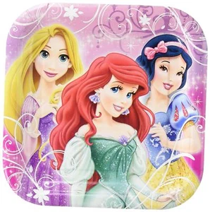 Unique Disney Princess Square Dessert Plates 8 Count - Picture 1 of 1