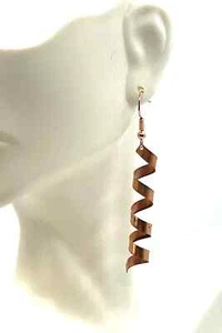 Handcrafted Solid 24 Gage Copper Spiral Twist Dangle Earrings - Picture 1 of 3