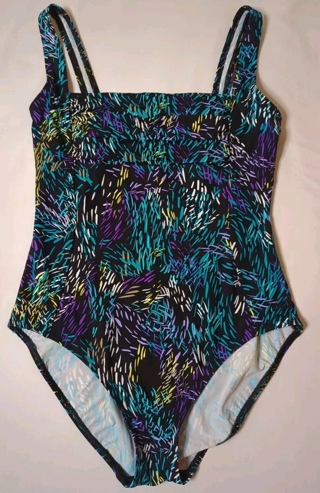 Traje de baño de una pieza para mujer Calvin Klein azul confeti talla 10  Foto 1 de 4