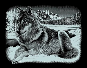 Imagen rascadora "Lobo", plata, 25,2 x 20 cm - Imagen 1 de 2