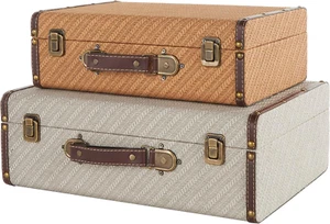 Wooden Decorative Trunk Vintage Studded Woven Storage Decorative Large Boxes wit - Picture 1 of 7