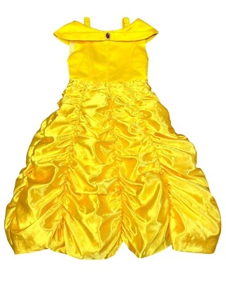 Princess Belle 黄色 露肩 Little Girl 服装连衣裙 尺寸 4-5 — 第 1/3 张图片