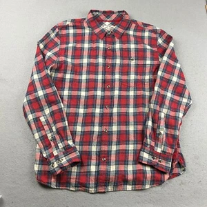 Fat Face Shirt Mens Large Red Blue Plaid Flannel Long Sleeves Button Up - Picture 1 of 9