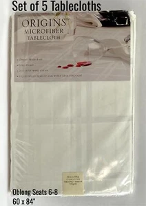 Origins Tablecloth Microfiber Oblong White 60 x 84 inch Set of 5 - Picture 1 of 3