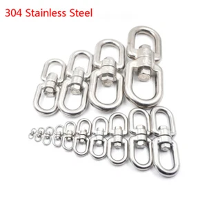 Double Ended Swivel Eye Hook 304Stainless Steel Anti Twist Chain Rope Hooks Ring - Picture 1 of 9