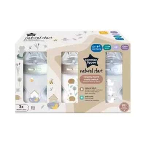 3 Pack Tommee Tippee Natural Start Decorated Baby Bottles 0+ months 260 ml -AUS - Picture 1 of 9