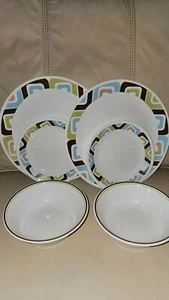 Corelle Squared Setting for 2 People Soup Bowls Salad & Dinner Plates 6 Pieces - Picture 1 of 1