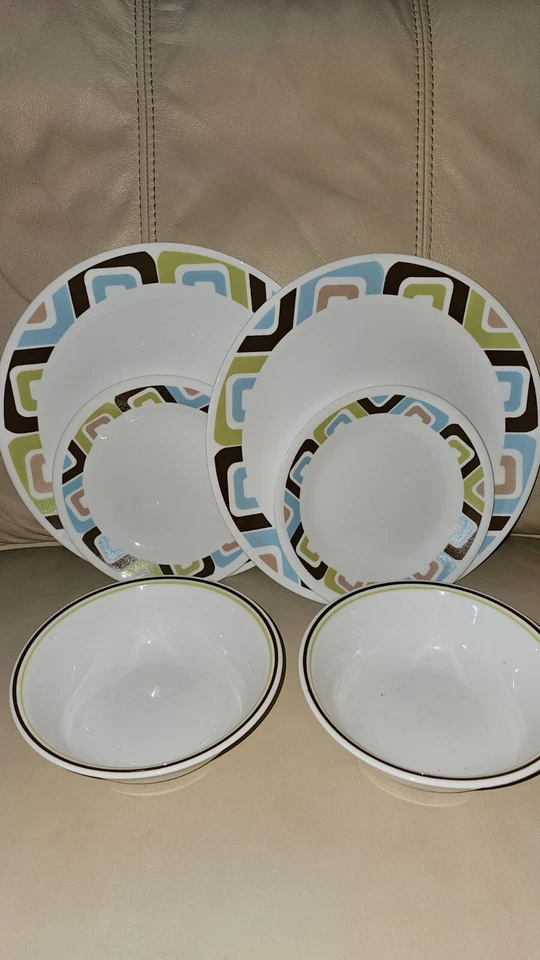 Corelle Squared Setting for 2 People Soup Bowls Salad & Dinner Plates 6 Pieces - Image 1 of 1