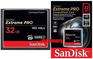 Tarjeta flash compacta Sandisk Extreme Pro 32 GB 32G CF 160 MB/s 1067x UDMA7 EE. UU. - Imagen 1 de 1