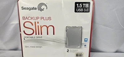 Seagate 1.5TB NEW SEALED Mac & PC Backup Plus Slim Portable USB 3.0 External - Image 1 of 4