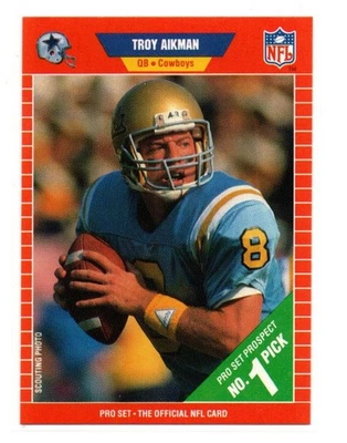 🏈 1989 Pro Set Fútbol Base Tarjeta Novato #490 Troy AIKMAN ¡¡Vaqueros!! HOF Foto 1 de 2