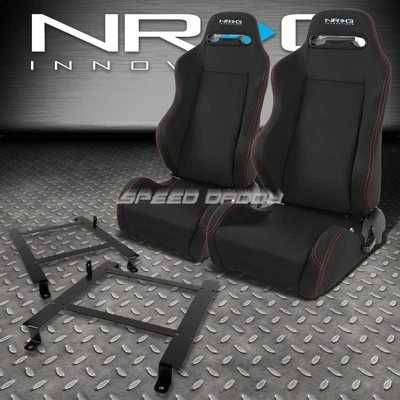 NRG 2 TYPE-R RED STITCHES  RACING SEATS+LOW MOUNT BRACKET FOR 97-04 CORVETTE C5 - Image 1 of 4