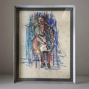 Windsor Utley (1920-1989 Seattle WA) 1958 pastello su carta ritratto di donna - Foto 1 di 6