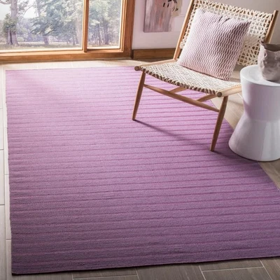 Alfombra Acento Colección Dhurries - 4' x 6', Lavanda, Lana Tejido Plano Hecho a Mano,... Foto 1 de 4