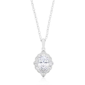 Zamel's Sterling Silver Round & Pear Cut White Women's Pendant Jewellery - Picture 1 of 1