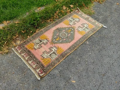 Vintage Hand Knotted Oushak runner ,Turkish Runner rug wool runner boho runner - Image 1 of 4