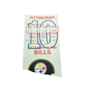 1982 Pittsburgh Steelers at Buffalo Bills Ticket 12/12 Bradshaw Benched Shut Out - Bild 1 von 3