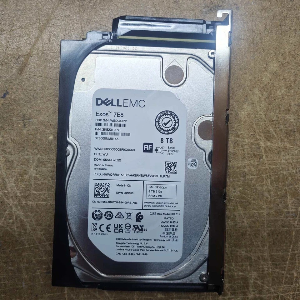 DELL 0N660 8TB 7.2K SAS 3.5 12Gb/s 14G KIT HARD DISK DRIVE - Image 1 of 1