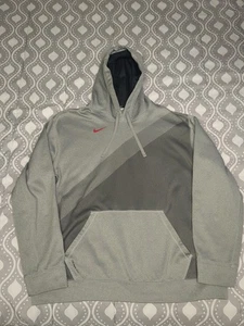 Sudadera con Capucha Nike Para Hombre XL Calce Térmico Pullover Gris Rojo Swoosh Limpio - Imagen 1 de 7
