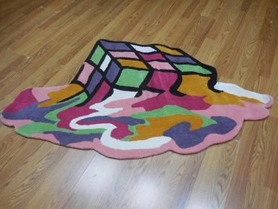 Tibetan Cube Abstrac Rug Shape Handmade Kids Boho Rug Aesthetic Rug 3x5 - Image 1 of 4