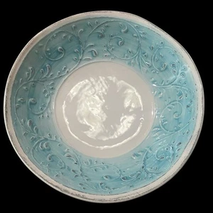 Blue Embossed Maioliche Jessica Italy Serving Pasta Bowl Handmade 9” OOAK - Picture 1 of 6