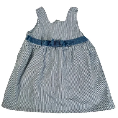 Vestido vaquero vintage Route 66 jersey azul blanco lazo a rayas niño pequeño talla 2T Foto 1 de 4