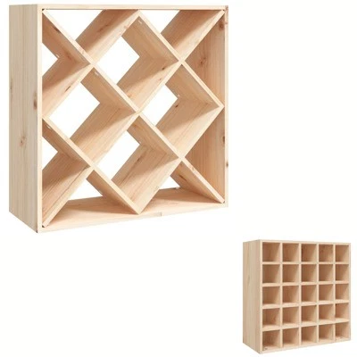 Solid Wood Pine Wine Cabinet 56x25x56 cm/62x25x62 cm with 12/25 Holes vidaXL - image 1 of 2